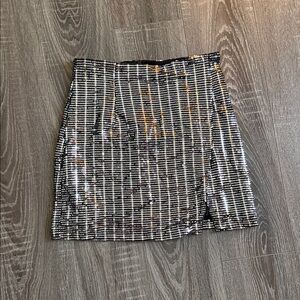 Black with Silver Sequin Mini Skirt
